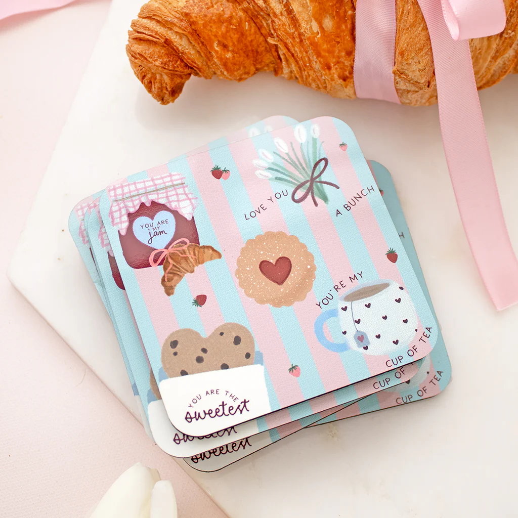 Breakfast Print Stripy Coaster