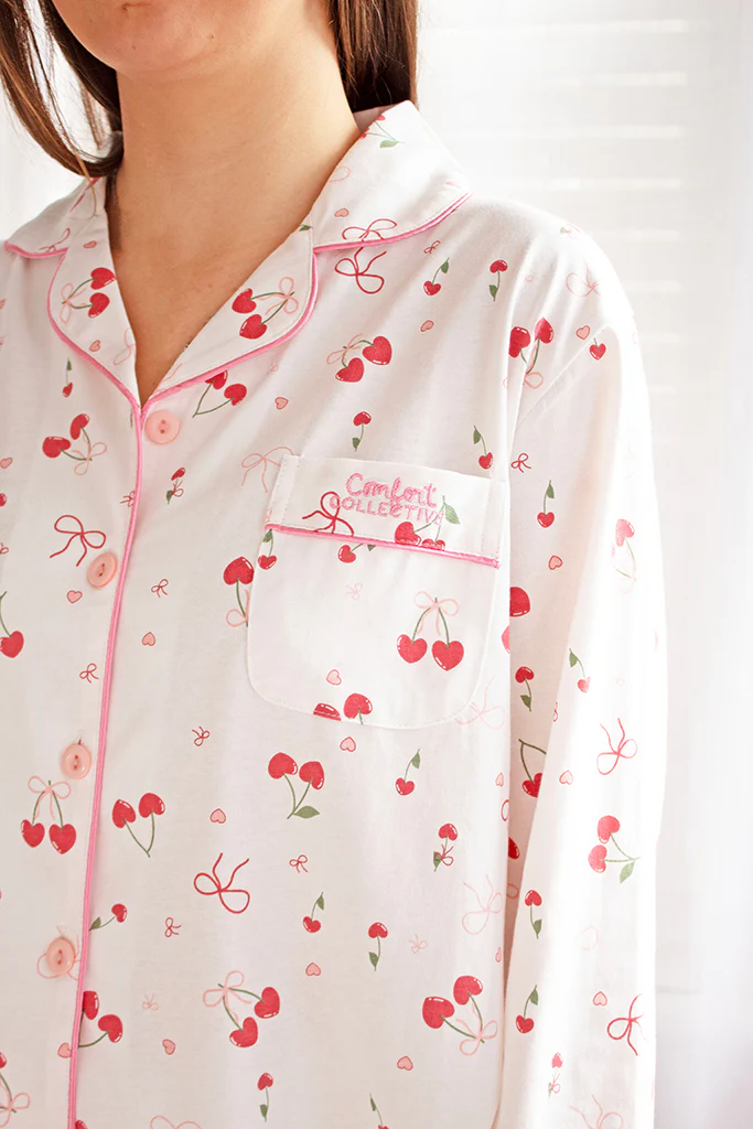 Comfort Collective Bows & Cherry Print Pyjama Set - Image 3