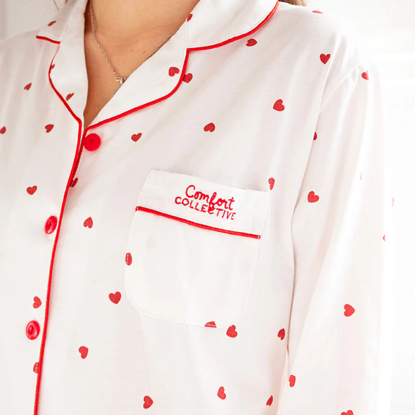 Comfort Collective White Heart Print Pyjama Set - Image 9