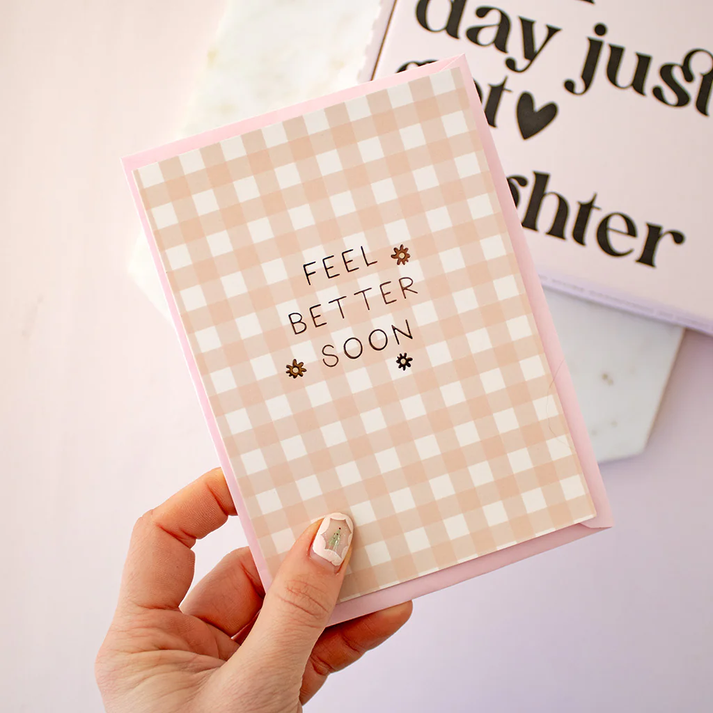 Feel Better Soon Gingham Foil A6 Card | Add On