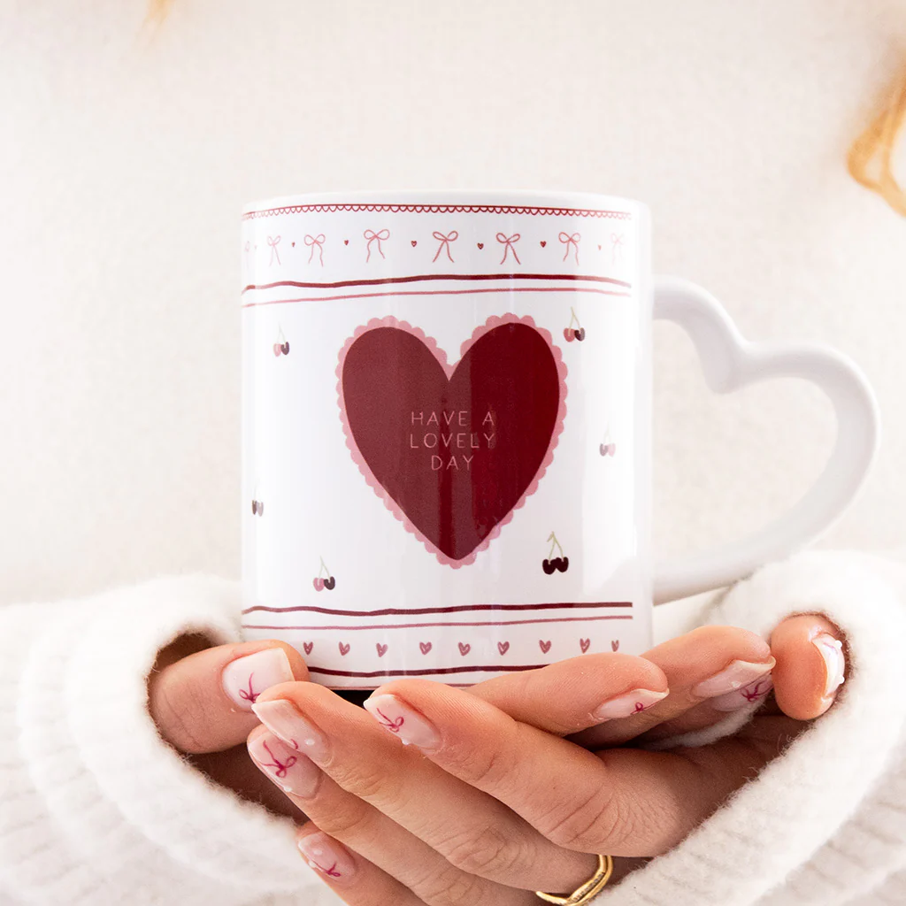 Have A Lovely Day Heart Handle Mug