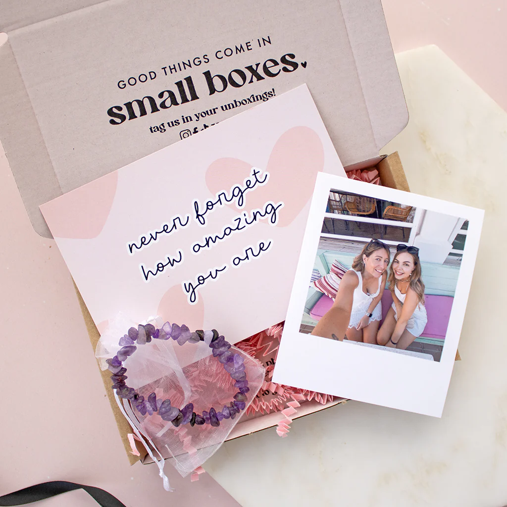Mini Personalised Polaroid and Crystal Bracelet |Ready to Go Letterbox TreatBox - Image 3
